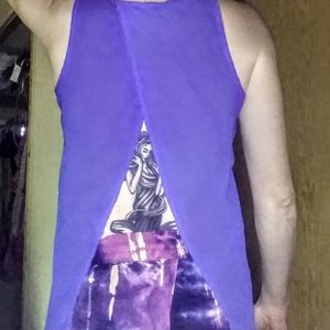 Sorano open back split lightweight blue top Khols